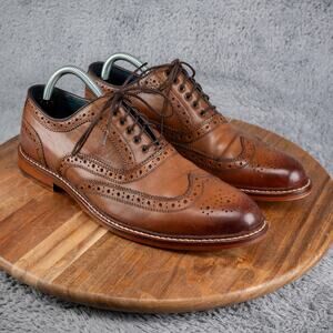 Aston Grey Collection Boyle Wingtip Oxford Lace-Up Dress Shoes Size 8.5 Cognac